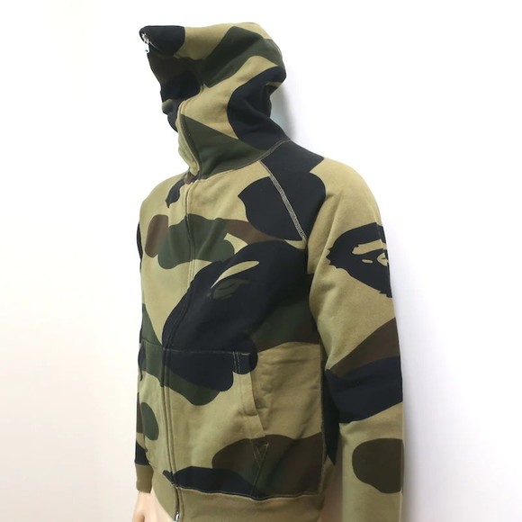 A Bathing Ape Camo Full Zip Hoodie Sweatshirt Green Size Small - Picture 3 of 9